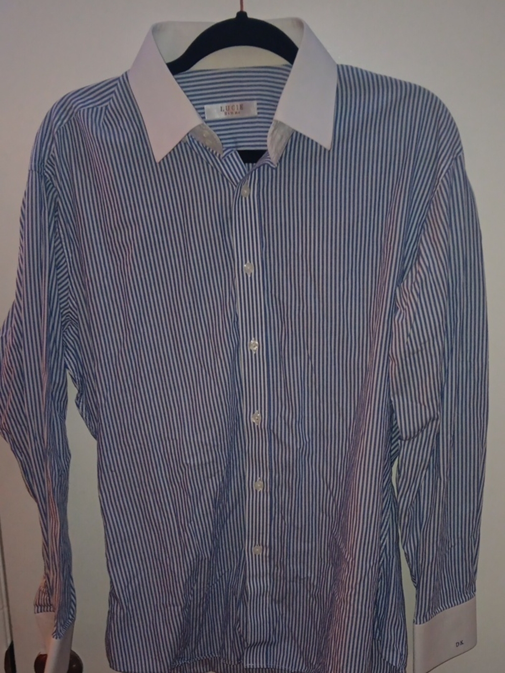 Lucie Blue Stripe Dress Shirt with White Contrast Collar